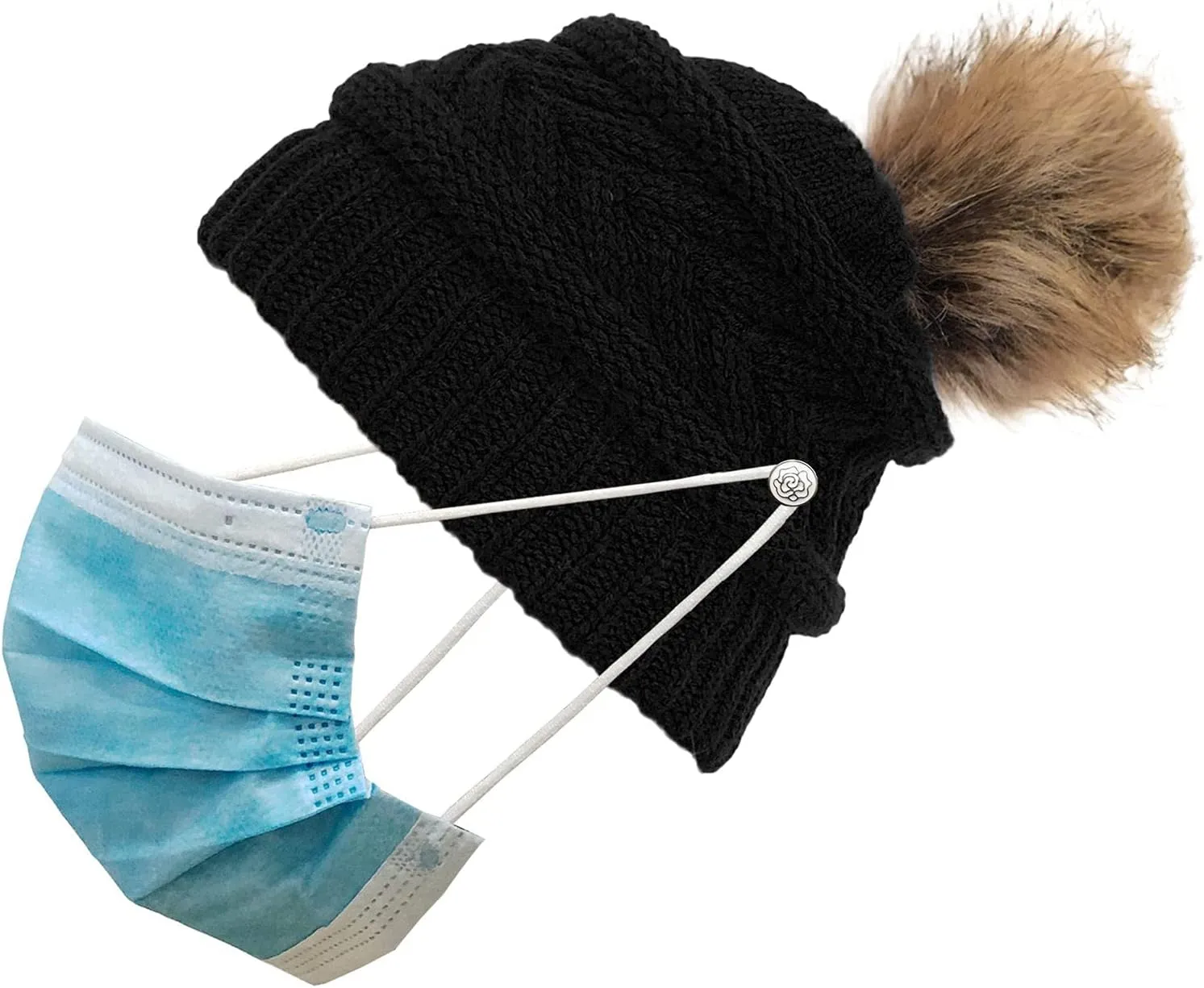 Women's Winter Beanie Warm Fleece Lined Knitted Cap with Pom Pom Beanie for Women