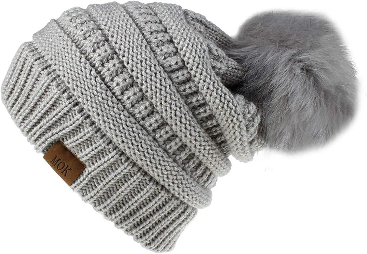 Women's Winter Beanie Warm Fleece Lined Knitted Cap with Pom Pom Outdoor Runner Cap