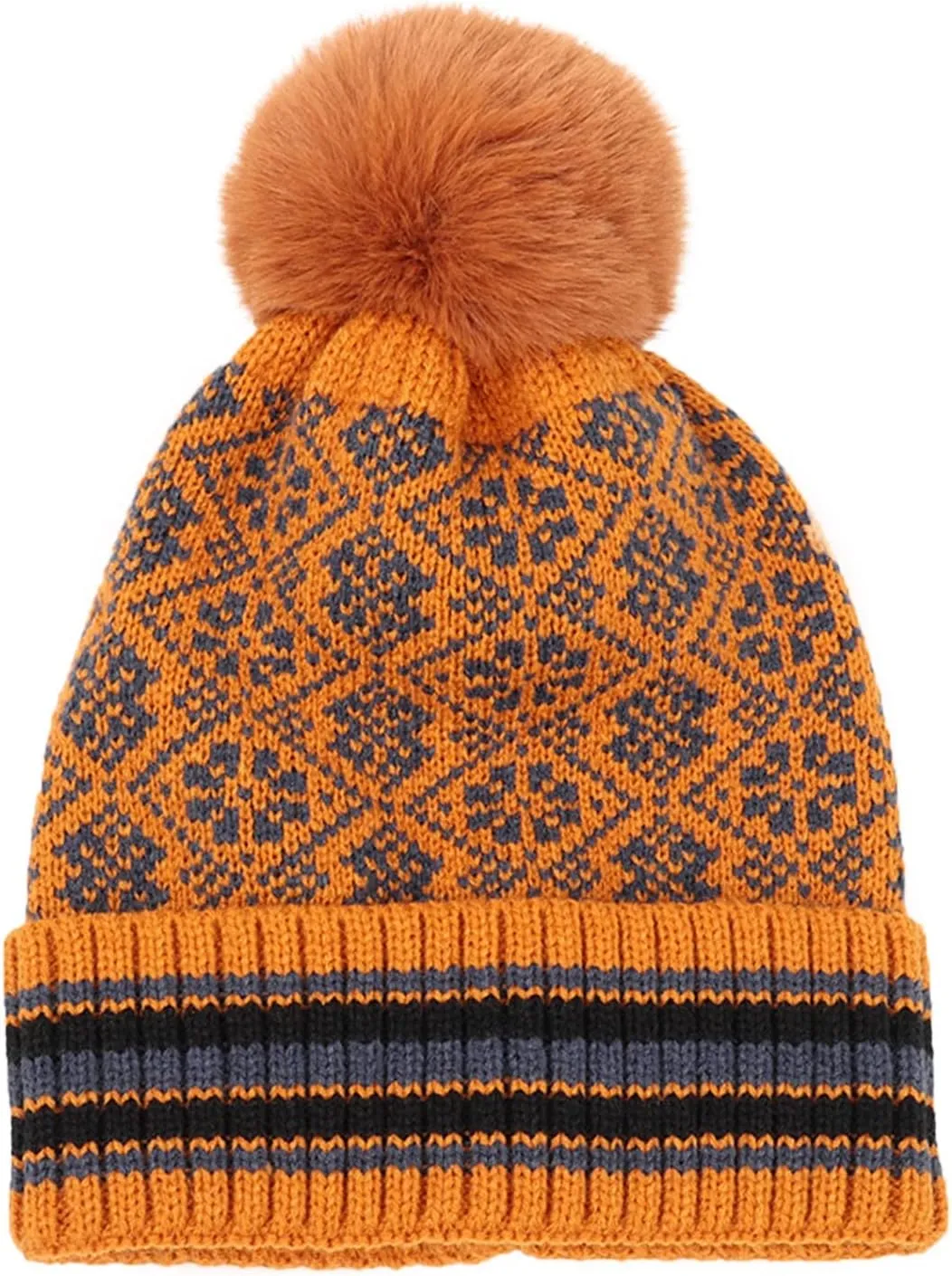 Women's Winter Beanie Warm Fleece Lined Knitted Cap with Pom Pom Thick for Cold Weather