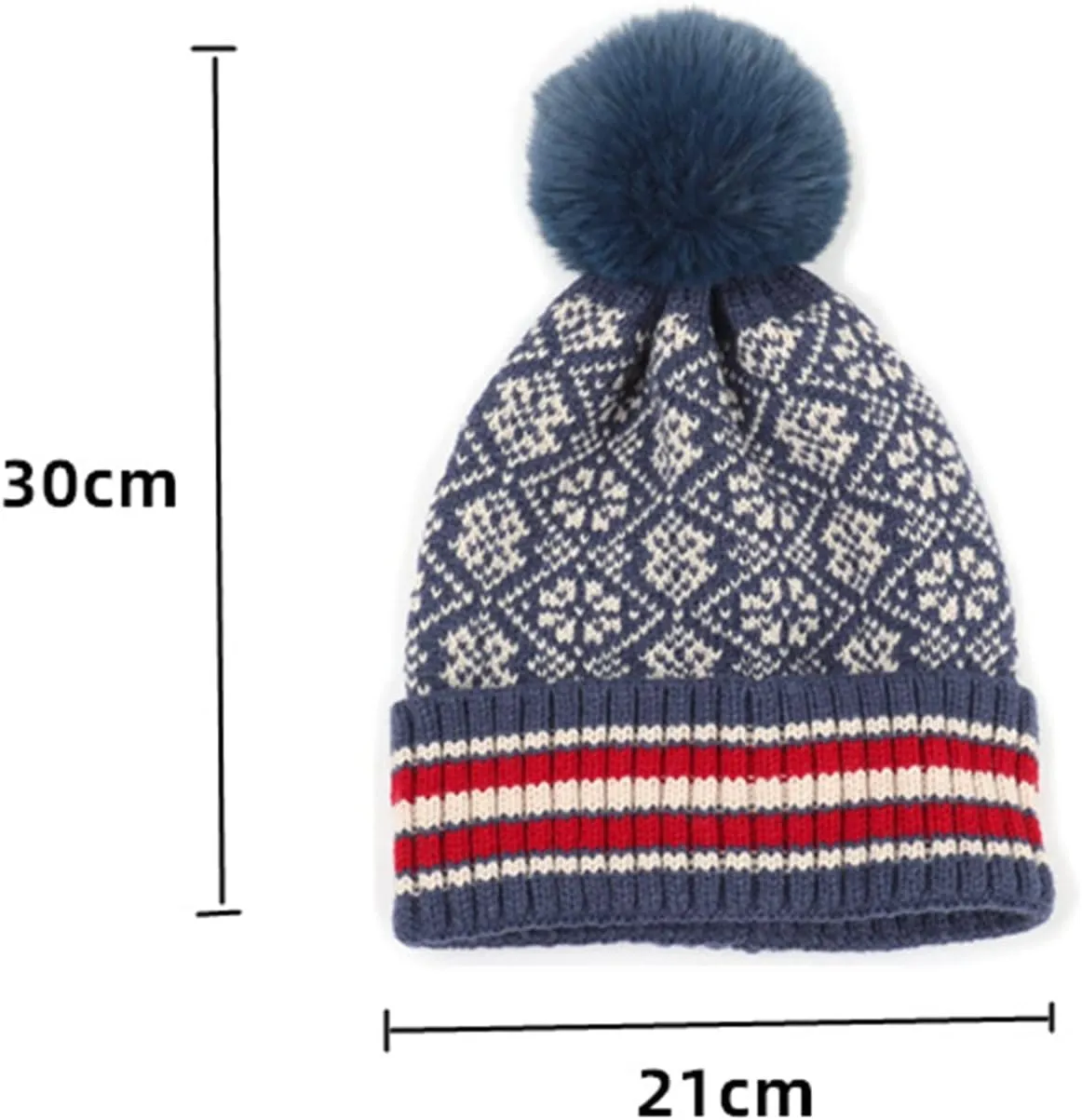 Women's Winter Beanie Warm Fleece Lined Knitted Cap with Pom Pom Thick for Cold Weather