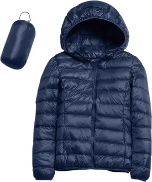Womens Winter Coats Lightweight Packable Hooded Puffer Jacket Down Coats Waterproof Ski Jacket Warm Windproof Trench Coat