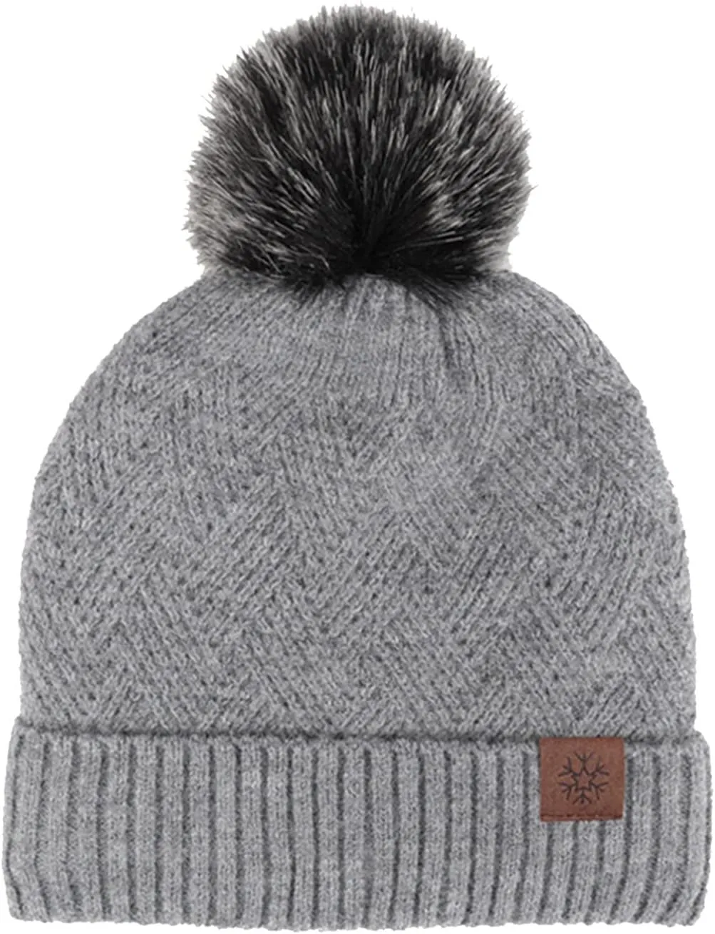 Womens Winter Knitted Hat Chunky Cable Knit Pompom Warm Hat Soft Washed Warm Hat