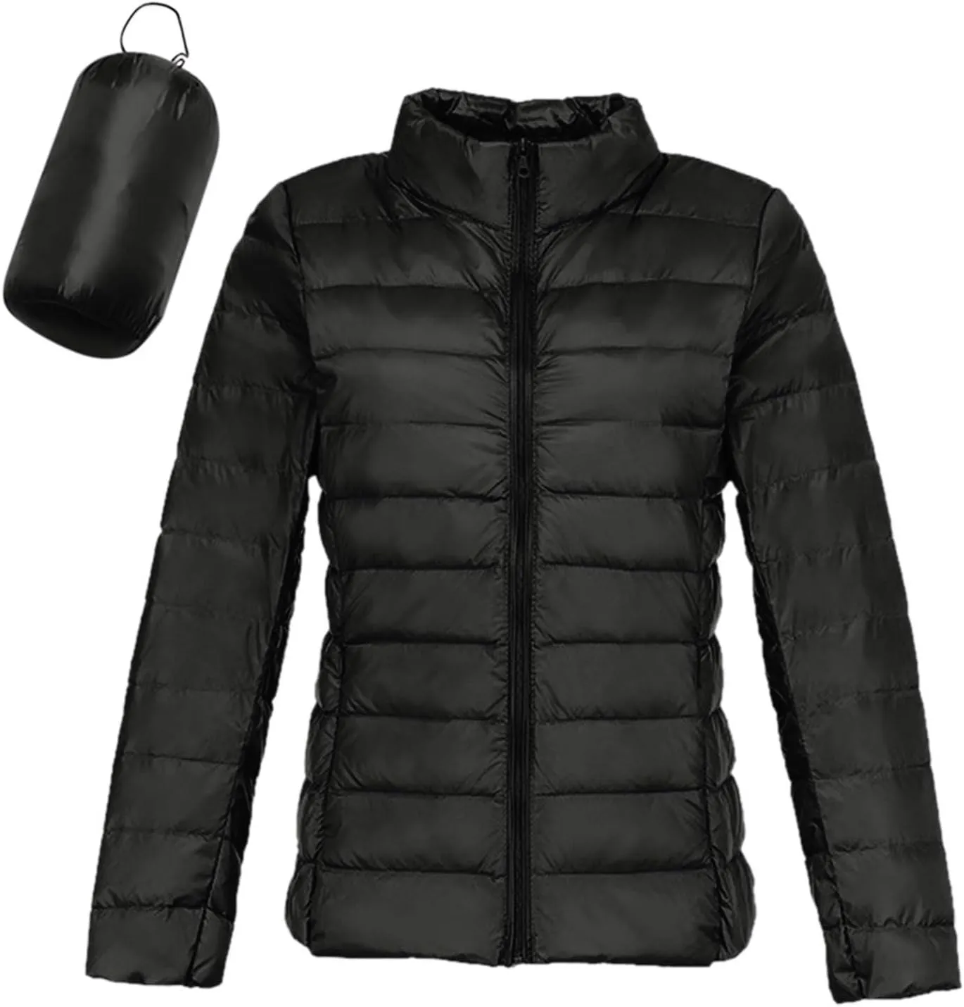 Womens Winter Lightweight Warm Puffer Jacket Fashion Cropped Zipper Down Coat Casual Solid Long Sleeve Quilted Outwear