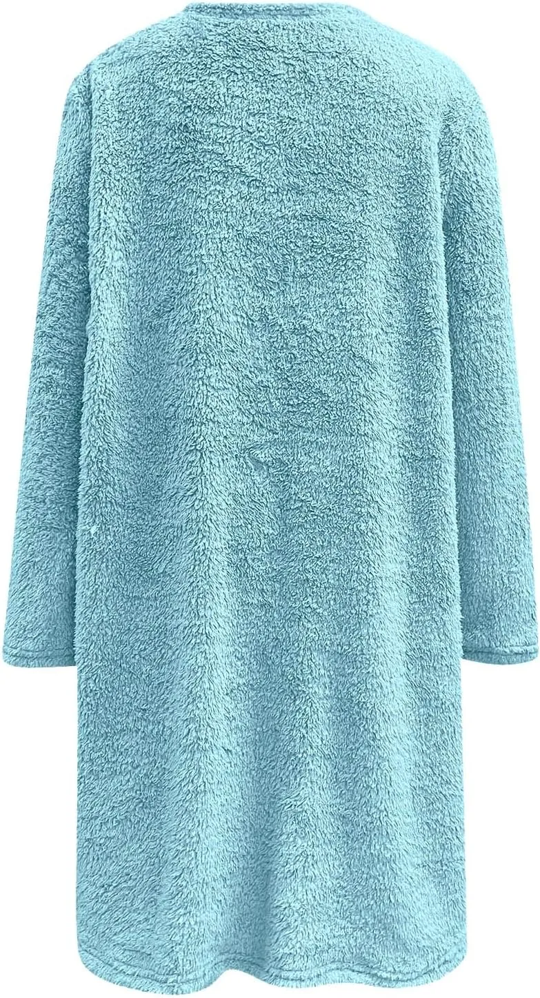 Women's Winter Warm Fleece Lined Sweatshirt, Oversized Fuzzy Outerwear, Long Sleeve Sherpa Tunic Tops with Leggings