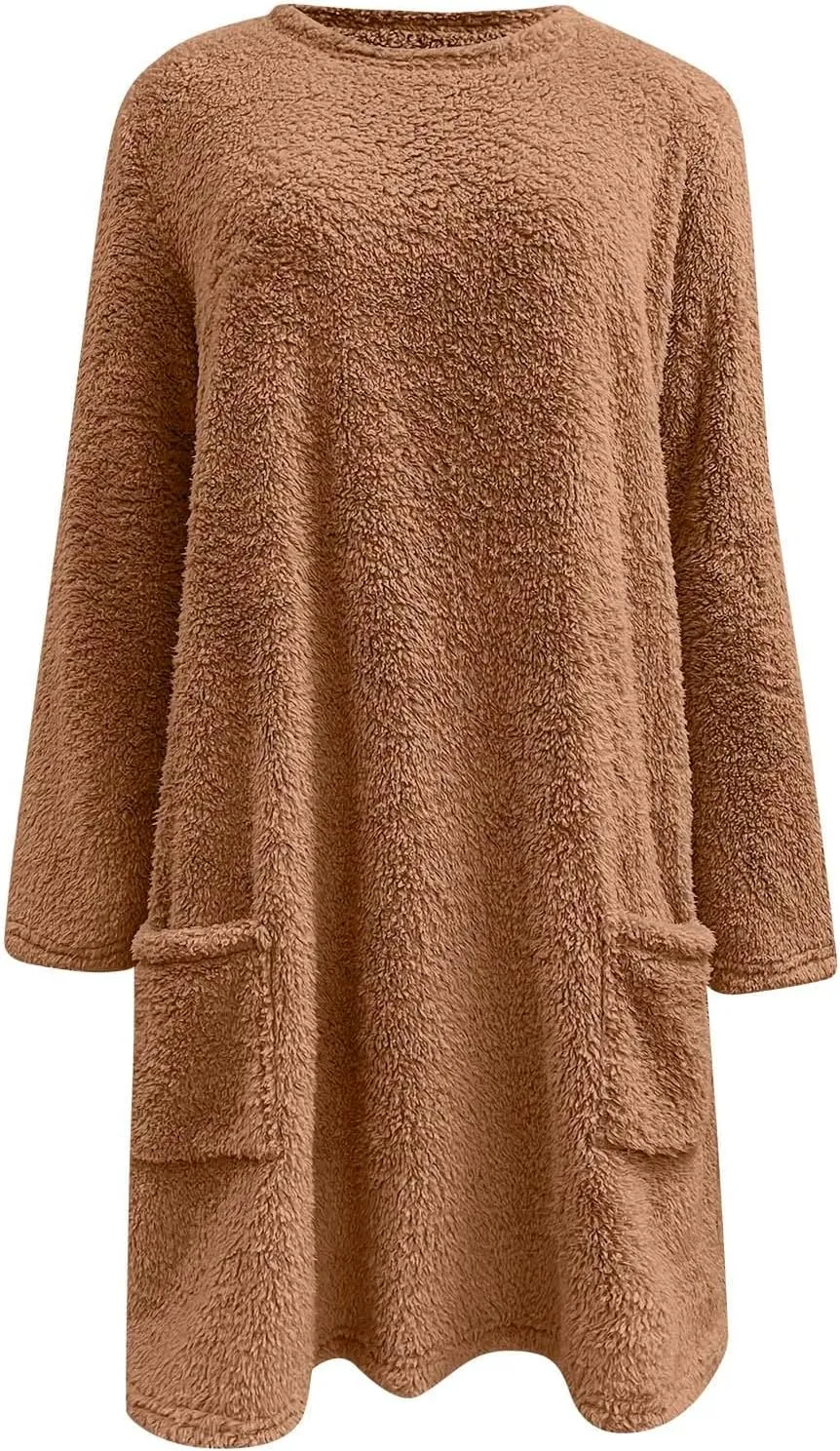 Women's Winter Warm Fleece Lined Sweatshirt, Oversized Fuzzy Outerwear, Long Sleeve Sherpa Tunic Tops with Leggings