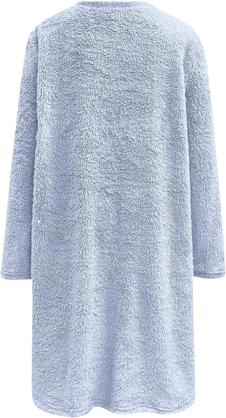 Women's Winter Warm Fleece Lined Sweatshirt, Oversized Fuzzy Outerwear, Long Sleeve Sherpa Tunic Tops with Leggings