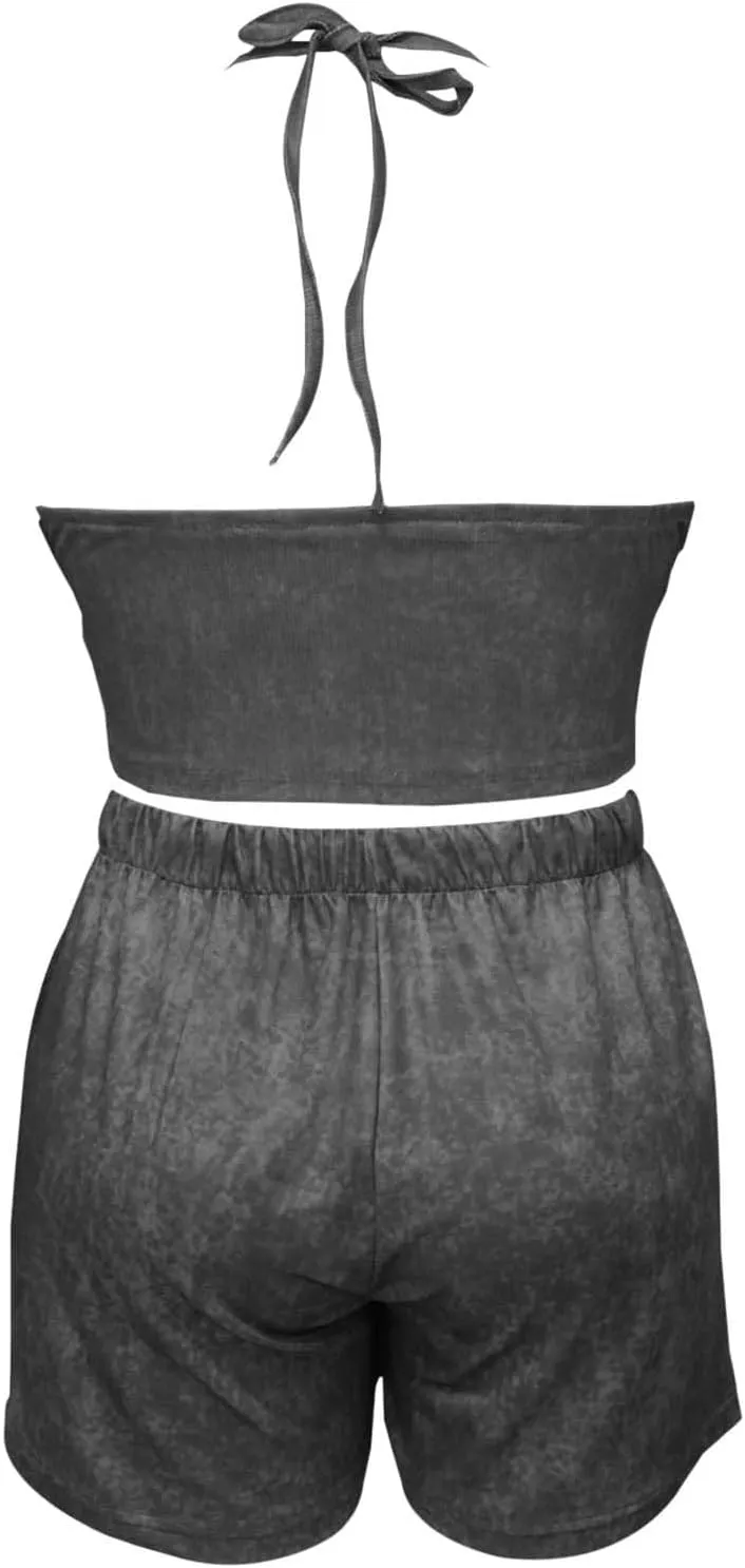 Women's Y2K Summer Two Piece Outfits Strappy Camisole & Hot Shorts Set 2025 Trendy Plus Size Lounge Wear