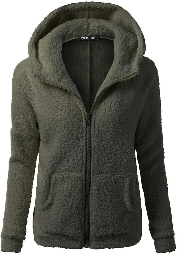 Womens Zip Up Hoodies Lightweight Fleece Lined Fall Winter Coats Comfy Warm Plus Size Sherpa Jackets with Pockets