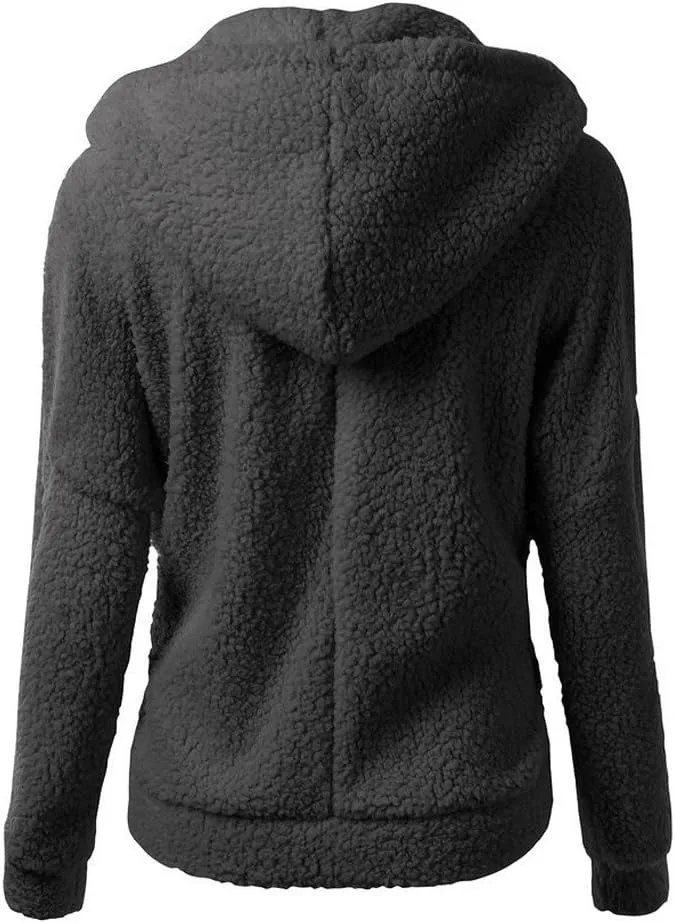 Womens Zip Up Hoodies Lightweight Fleece Lined Fall Winter Coats Comfy Warm Plus Size Sherpa Jackets with Pockets