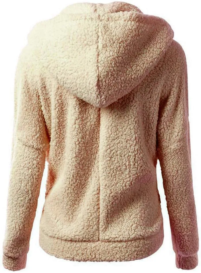 Womens Zip Up Hoodies Lightweight Fleece Lined Fall Winter Coats Comfy Warm Plus Size Sherpa Jackets with Pockets