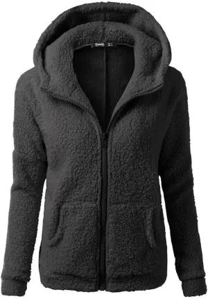 Womens Zip Up Hoodies Lightweight Fleece Lined Fall Winter Coats Comfy Warm Plus Size Sherpa Jackets with Pockets