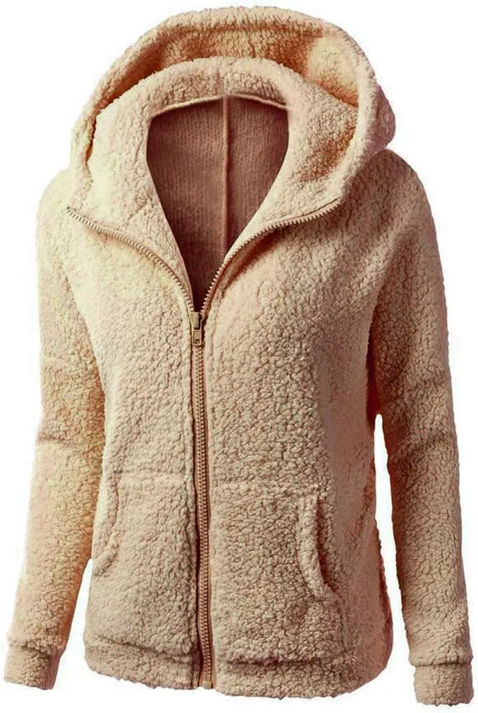 Womens Zip Up Hoodies Lightweight Fleece Lined Fall Winter Coats Comfy Warm Plus Size Sherpa Jackets with Pockets