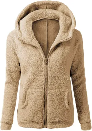 Womens Zip Up Hoodies Lightweight Fleece Lined Fall Winter Coats Comfy Warm Plus Size Sherpa Jackets with Pockets