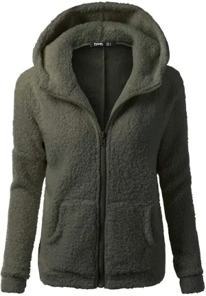 Womens Zip Up Hoodies Lightweight Fleece Lined Fall Winter Coats Comfy Warm Plus Size Sherpa Jackets with Pockets