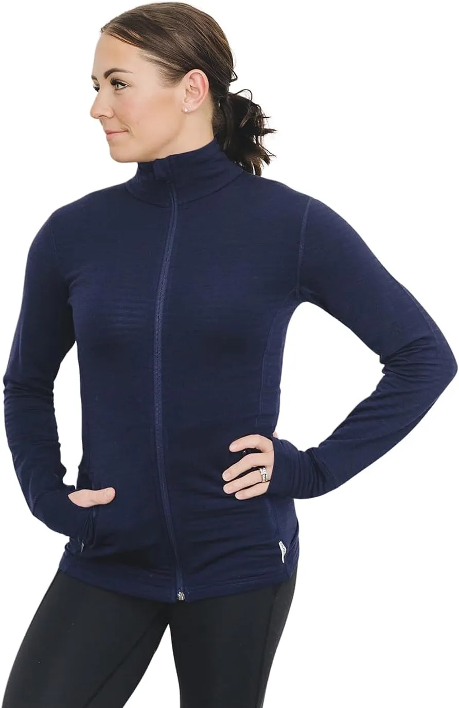 Woolino Merino Wool Fleece Jacket for Women - Year Round Fleece Jacket Full Zip - Zippered Pockets Lightweight Fleece Jacket