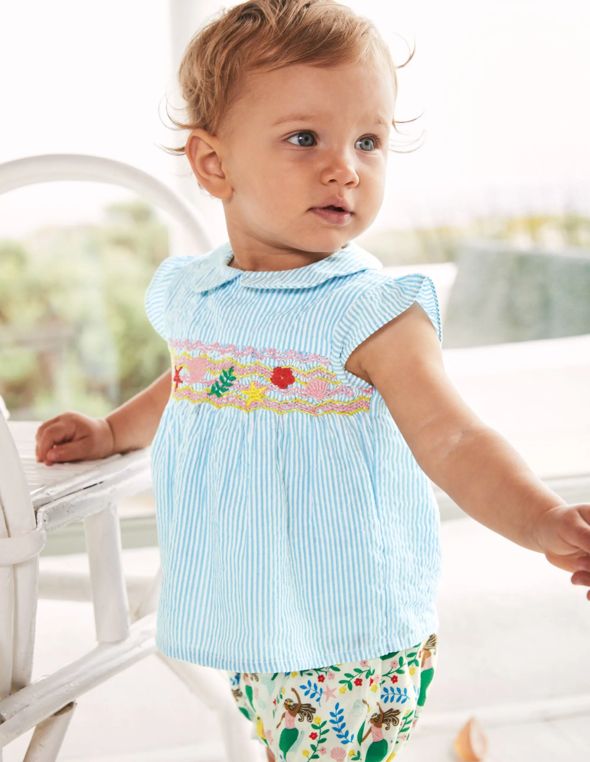 Woven Short Set-Ivory Mermaid Garden