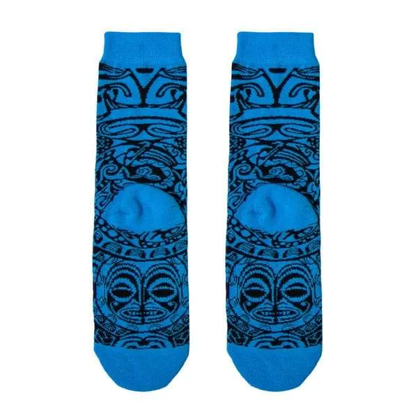 Woven Socks | Crew | Polynesian | Blue