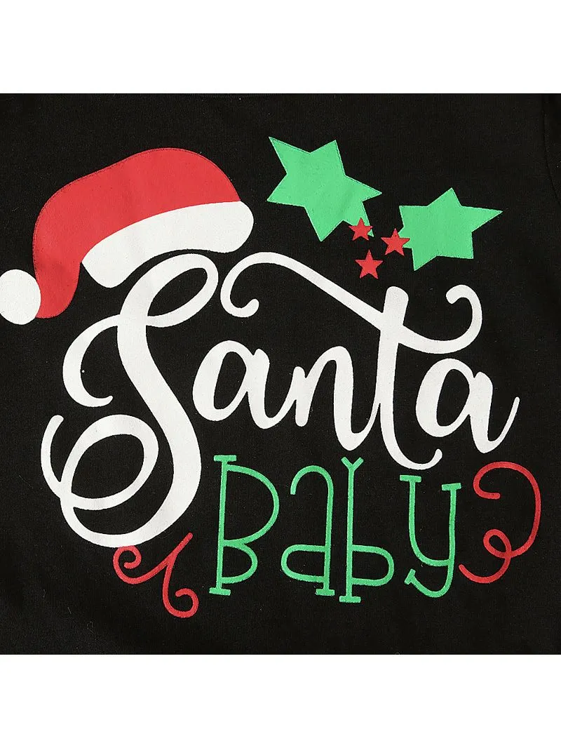XMAS 2-Piece Toddler Girl Santa Baby Frilled Top Matching Bell Bottoms