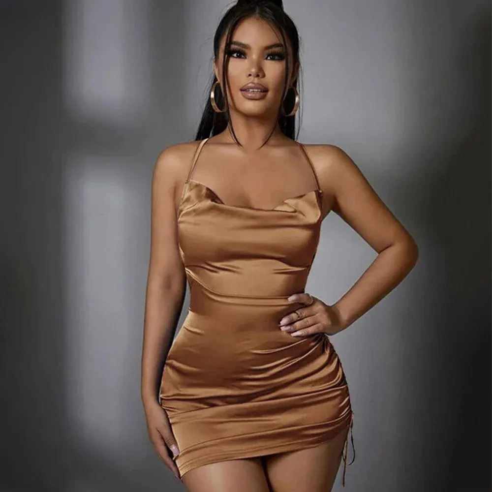 Y2K Solid Square Collar Mini Dress for Women Stylish Night Out