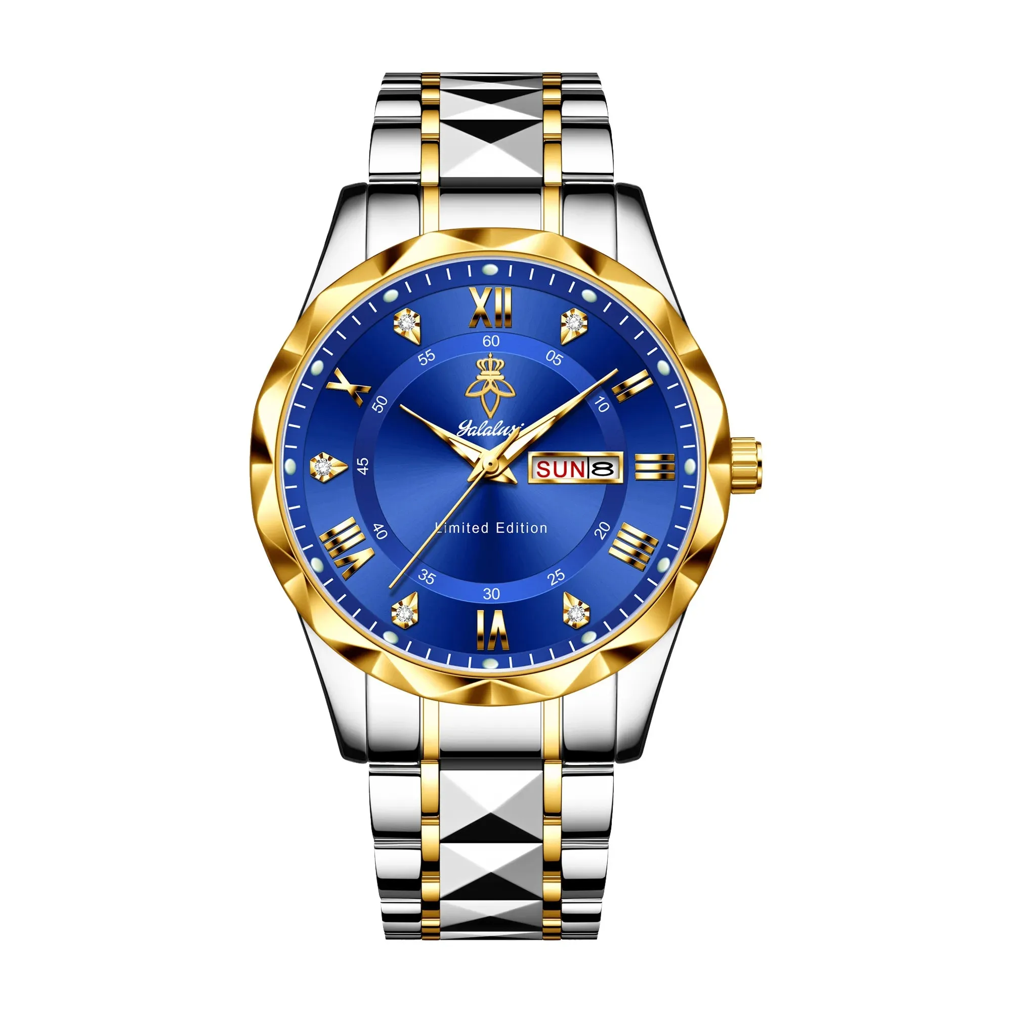 Yalalusi Luxury Men’s Quartz Watch – Waterproof, Date & Week Display, Luminous Stainless Steel Sports Wristwatch with Gift Box