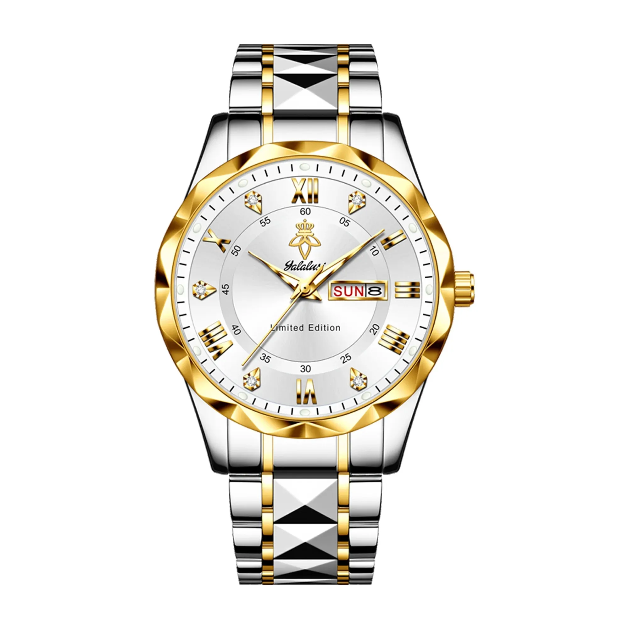 Yalalusi Luxury Men’s Quartz Watch – Waterproof, Date & Week Display, Luminous Stainless Steel Sports Wristwatch with Gift Box