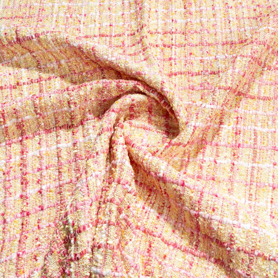 Yellow & Pink Woven Microfibre Bouclé