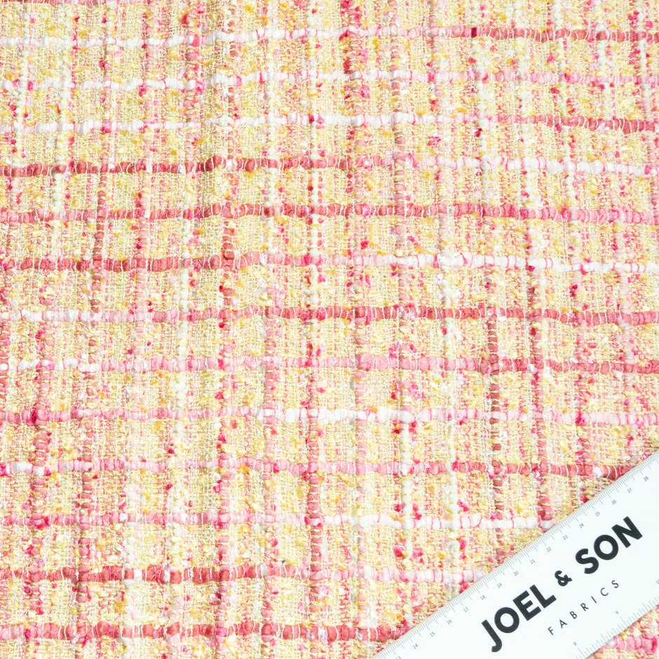 Yellow & Pink Woven Microfibre Bouclé