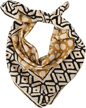 Yellow And black 100% Cotton Bandanas, Bohemian Style Cotton Neck Scarf, Boho Soft Cotton Neck Scarf Boho Soft Cotton Bandana
