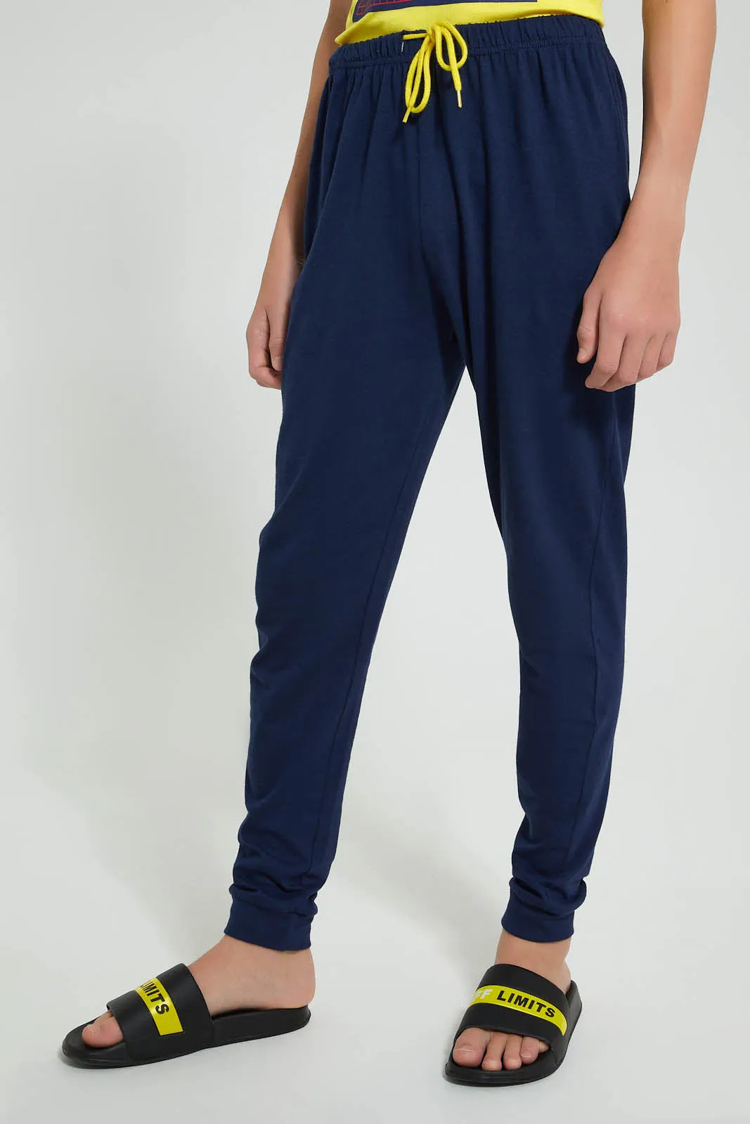 Yellow And Navy Game On Pyjama Set (2 Piece)