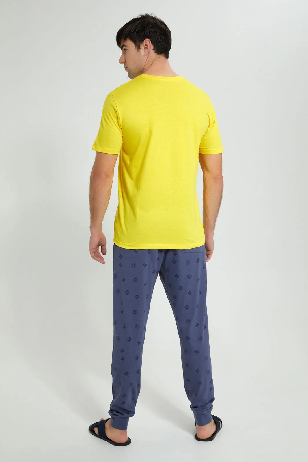 Yellow And Navy Pyjama Set (2 Piece)