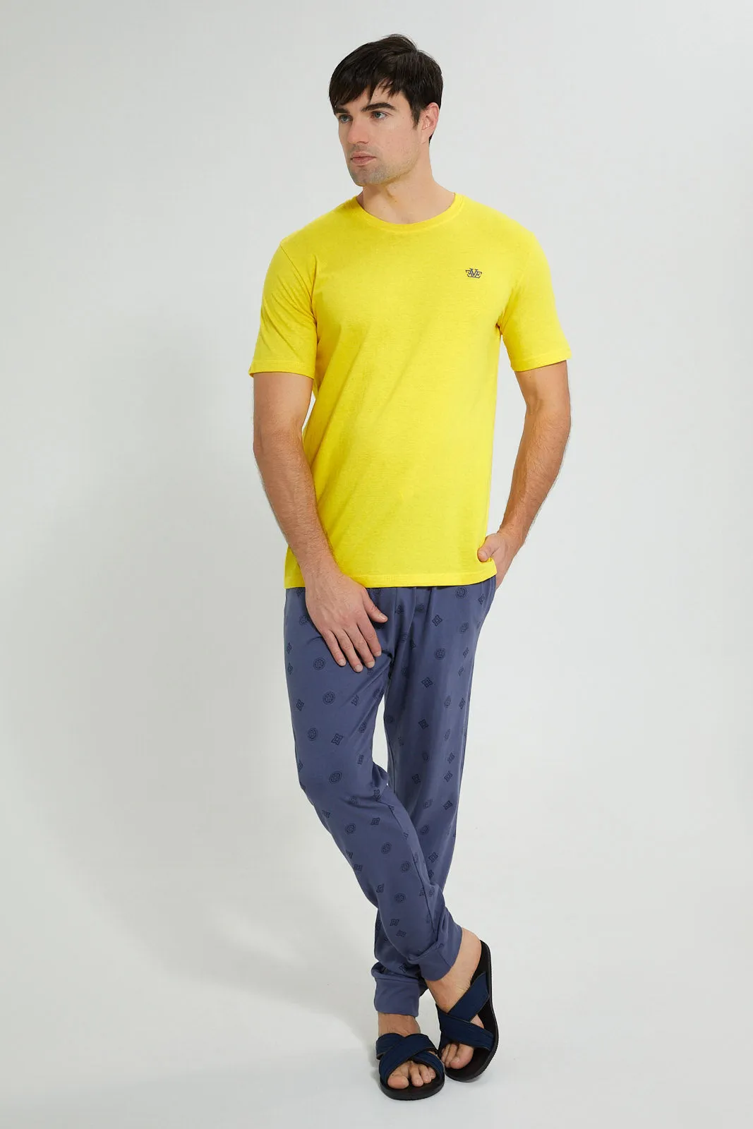 Yellow And Navy Pyjama Set (2 Piece)