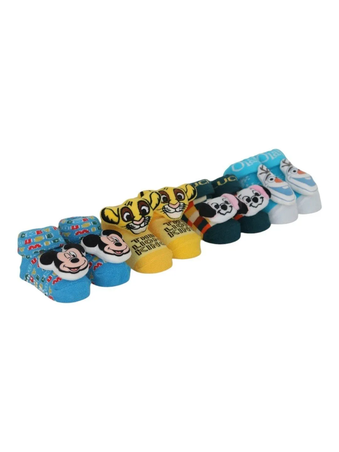 Yellow Bee Boys’ Disney 3D Socks Set – The Lion King, 101 Dalmatians Lucky Dog, Mickey Mouse, and Frozen Olaf