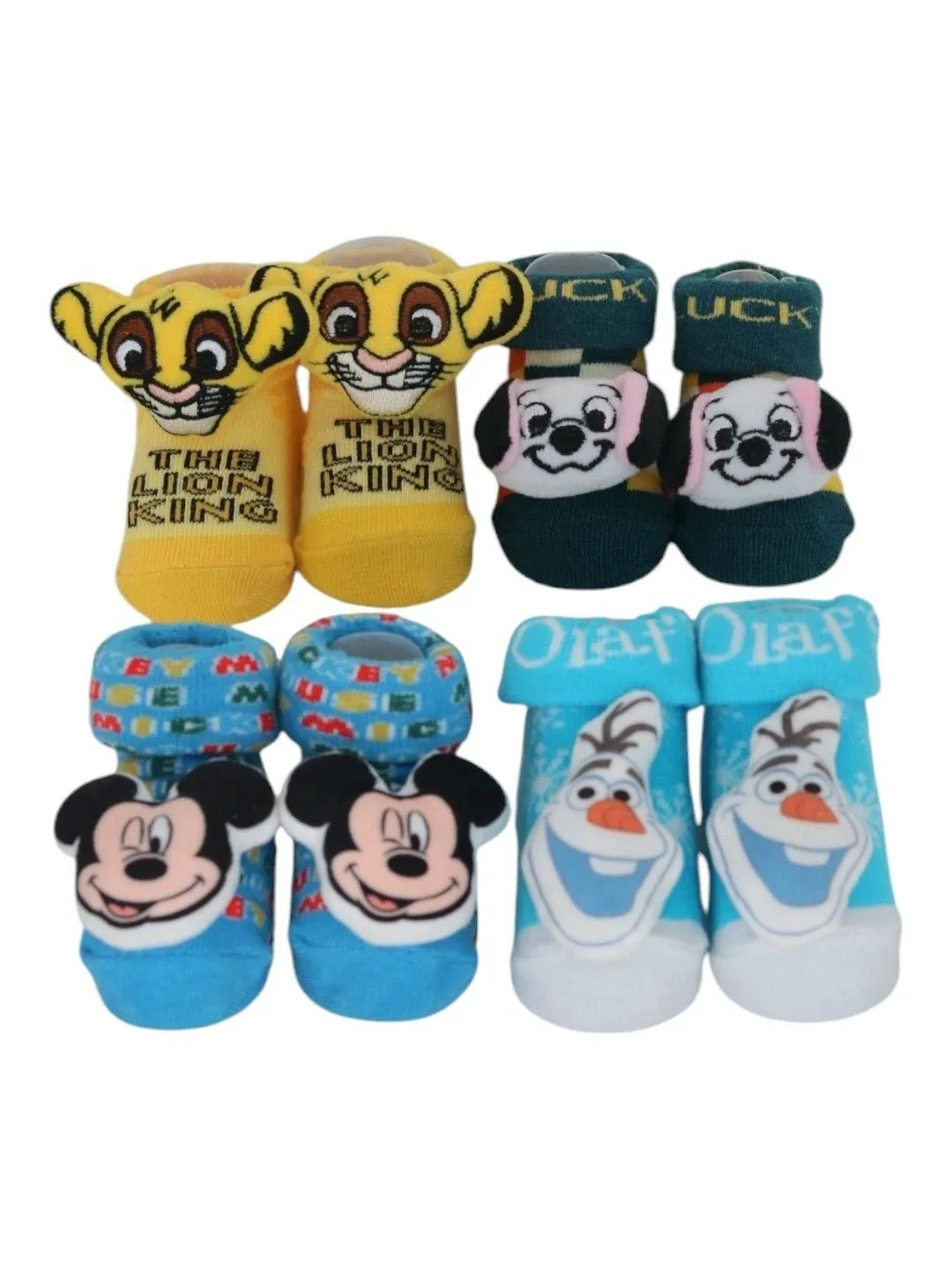 Yellow Bee Boys’ Disney 3D Socks Set – The Lion King, 101 Dalmatians Lucky Dog, Mickey Mouse, and Frozen Olaf