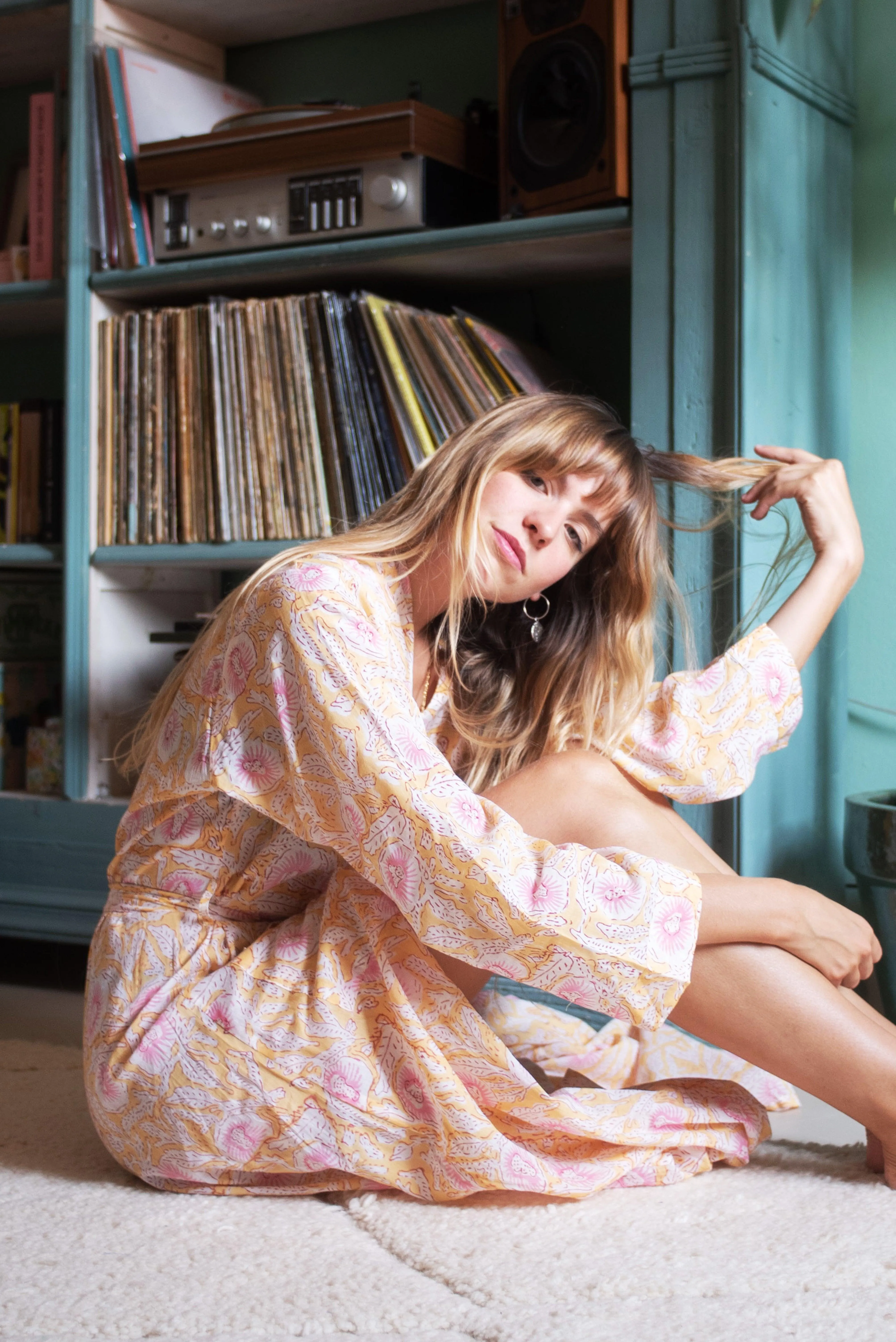 Yellow floral robe