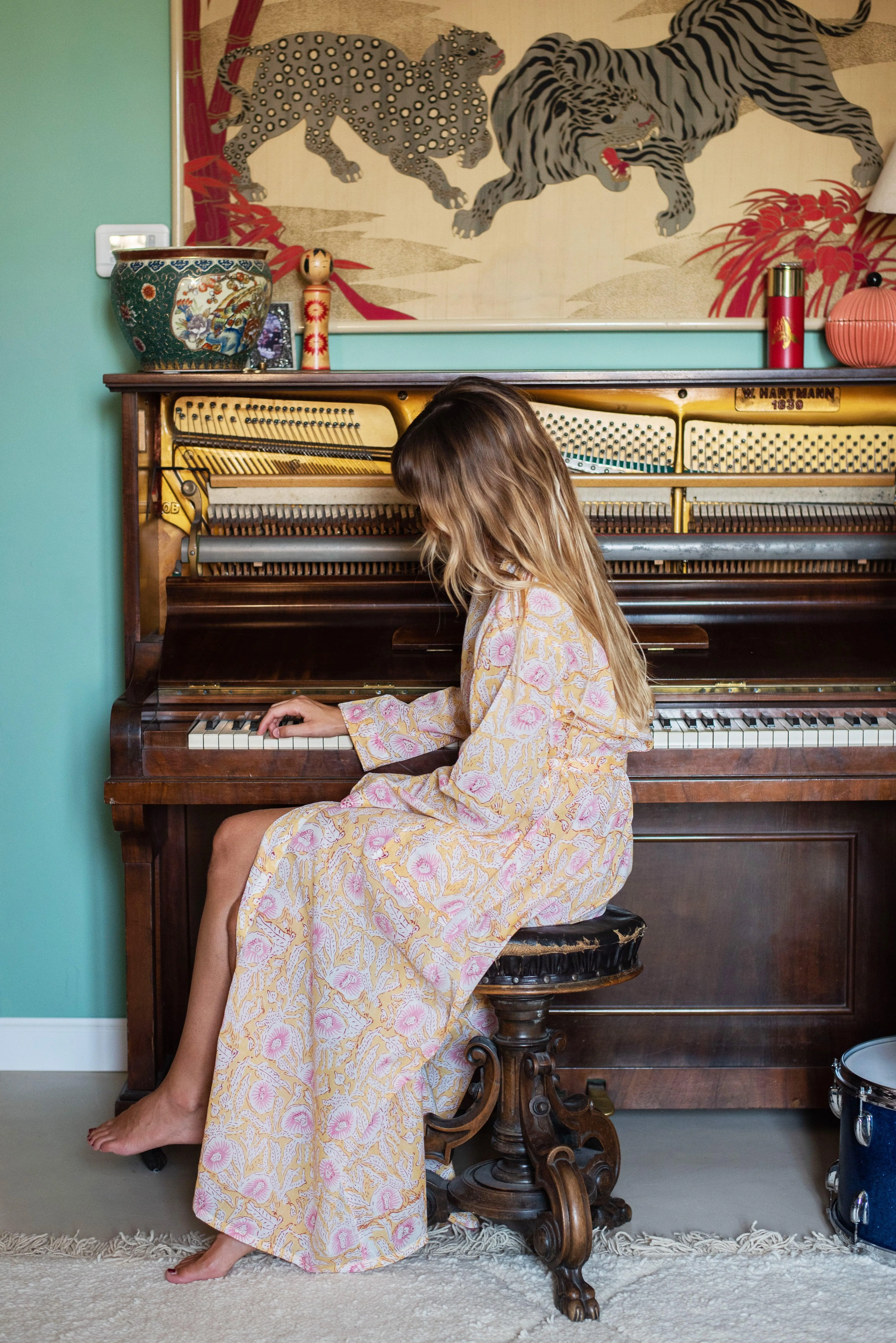 Yellow floral robe