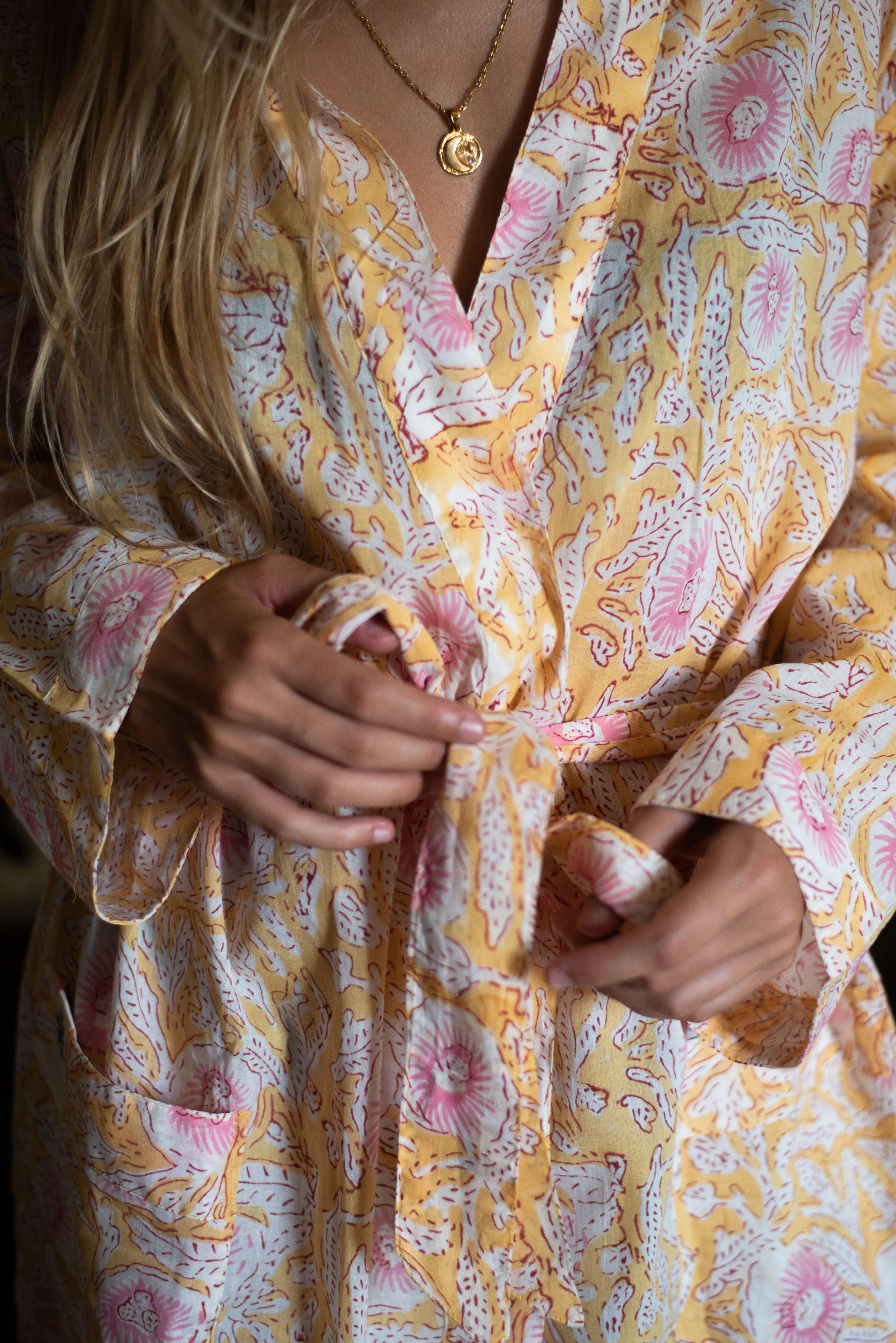 Yellow floral robe