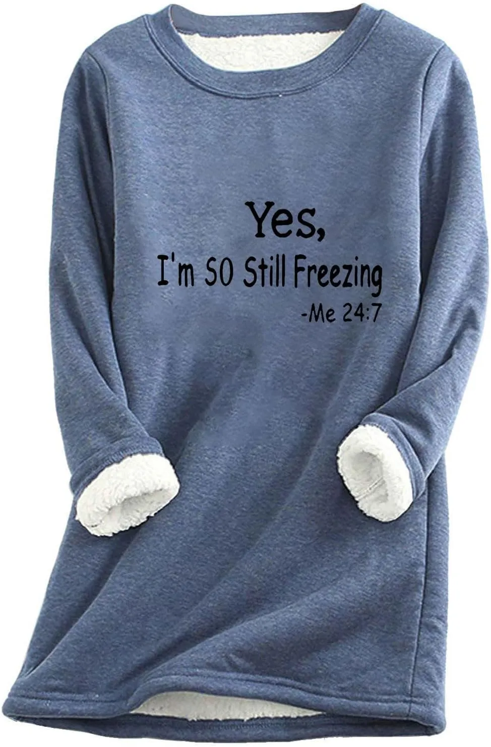 yes,i'm always free zing! Thermal Shaggy Tunic Tops Womens Sherpa-Lined Fleece Pullover Sweatshirt Outerwear Sweaters