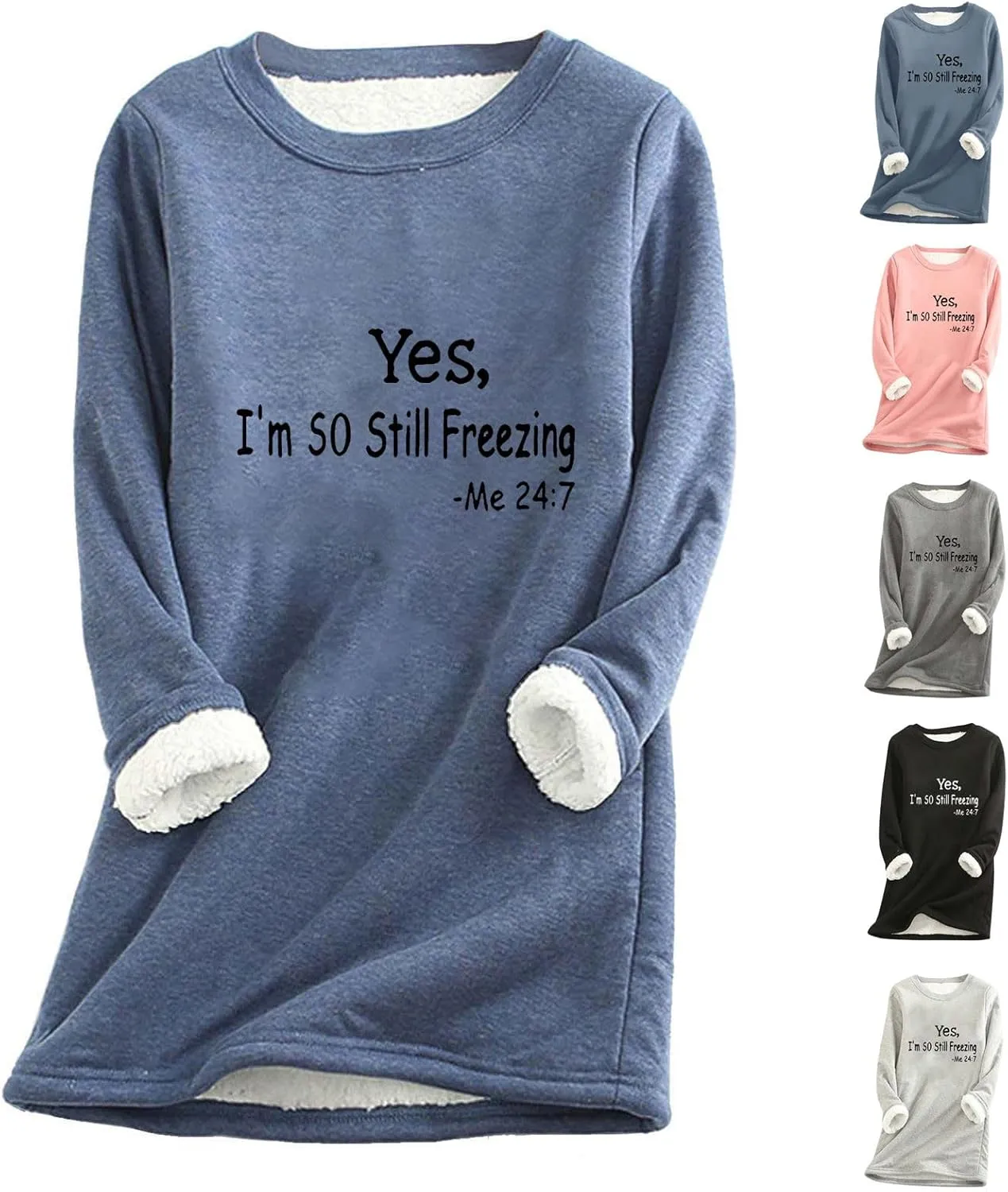 yes,i'm always free zing! Thermal Shaggy Tunic Tops Womens Sherpa-Lined Fleece Pullover Sweatshirt Outerwear Sweaters