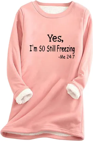 yes,i'm always free zing! Thermal Shaggy Tunic Tops Womens Sherpa-Lined Fleece Pullover Sweatshirt Outerwear Sweaters