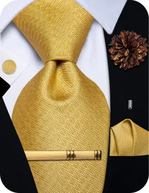 YourTies Men's Granola Yellow Tie Geometric Necktie Set
