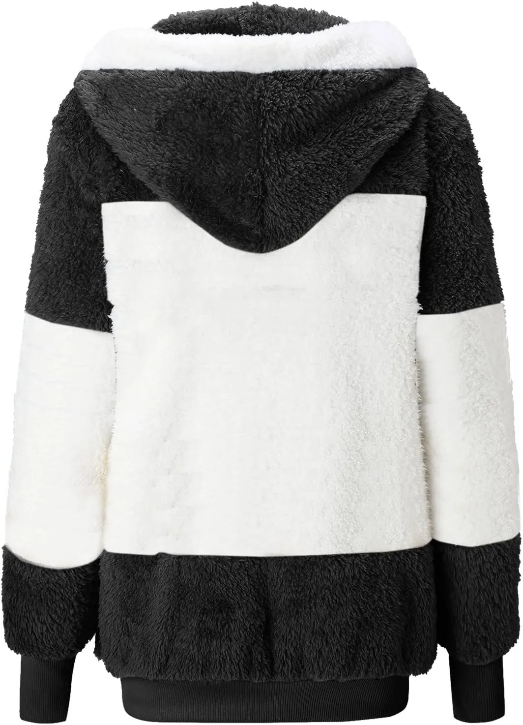 Zip Up Jacket Winter Loose Solid Color Artificial Wool Zipper Drawstring Long-Sleeved Hoodie Sweater Women'S Fall