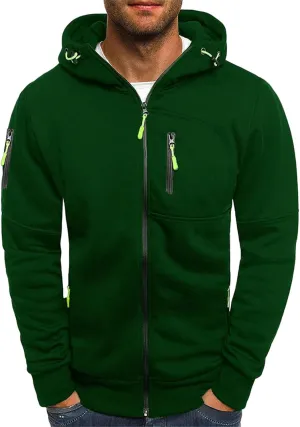 ZWRXW Men's Athletic Hoodie Jacket Full Zip Long Sleeve Hooded Sweatshirt Drawstring Gym Workout Jacket Coat with Pockets